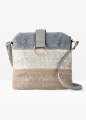 Torebka na ramię w optyce słomkowej. Niebieskie torebki klasyczne bonprix, bez wzorów, na ramię, bez dodatków. Za 149.99 zł.