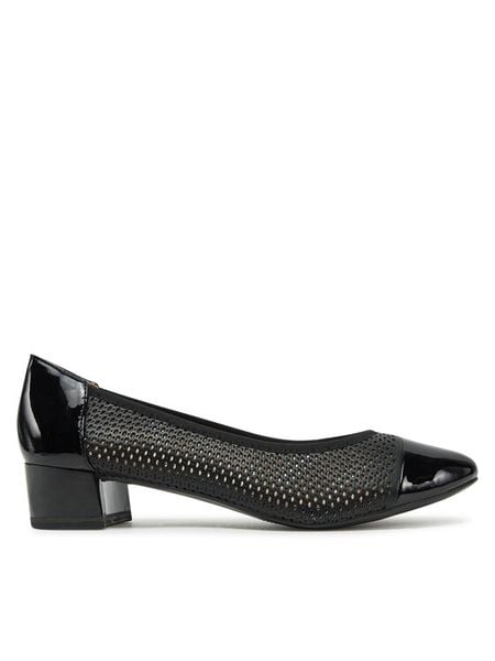 Caprice Czółenka 9-22504-44 Czarny. Czarne czółenka Caprice, bez wzorów, ze skóry, bez obcasa, bez zapięcia. Za 227.99 zł.