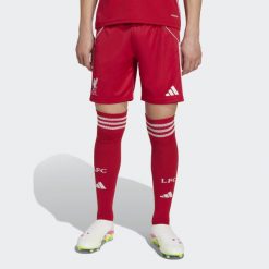Szorty Liverpool FC 25/26 Home Kids. Czerwone szorty adidas, bez wzorów, sportowe. Za 179.00 zł.