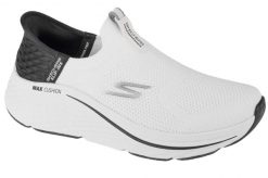 Buty do biegania damskie, Slip-Ins Max Cushioning Elite 2.0. Białe buty treningowe Skechers, bez wzorów, z materiału, przed kostkę, bez zapięcia, do biegania. Za 429.99 zł.
