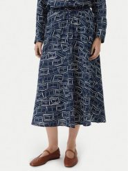 Tommy Hilfiger Spódnica midi WW0WW50753 Granatowy Regular Fit. Niebieskie spódnice Tommy Hilfiger, s, bez wzorów, ze lnu, midi. Za 529.99 zł.