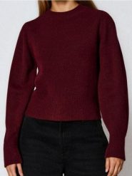 Sweter basic - bordowy. Czerwone swetry Sinsay, l, bez wzorów, bez ramiączek. Za 49.99 zł.