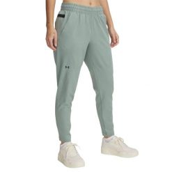 Spodnie Damskie Sportowe Szybkoschnące Under Armour. Zielone spodnie sportowe Under Armour, bez wzorów, długie, na fitness i siłownię. Za 299.99 zł.