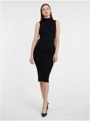 Orsay Top dzianinowy w kolorze czarnym rozmiar: S. Czarne topy Orsay, s, bez wzorów, z dzianiny, bez kołnierzyka, bez ramiączek. Za 34.95 zł.