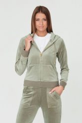 JUICY COUTURE Zielona bluza Robertson. Zielone bluzy Juicy Couture, s, bez wzorów, z weluru, bez ramiączek, z kapturem. W wyprzedaży za 299.99 zł.
