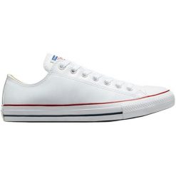 Trampki Converse Chuck Taylor Ox Leather, Dla obu płci. Białe buty sportowe lifestyle Converse, bez wzorów, ze skóry, bez zapięcia. Za 490.00 zł.