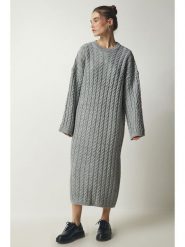 Happiness Istanbul Sukienka dzianinowa w kolorze szarym rozmiar: onesize. Szare sukienki Happiness Istanbul, bez wzorów, z dzianiny, bez kołnierzyka, bez ramiączek, maxi. Za 100.99 zł.