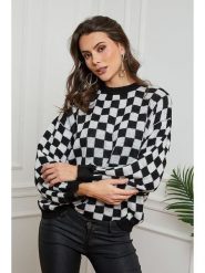 Joséfine Sweter "Ilma" w kolorze czarno-białym rozmiar: M. Białe swetry Joséfine, m, bez wzorów, z wełny, bez ramiączek. Za 121.99 zł.