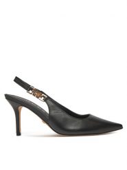 Guess Sandały FLPNS3 LEA05 Czarny. Czarne sandały Guess, z aplikacjami, ze skóry, bez obcasa, na szpilce, bez zapięcia. Za 739.99 zł.