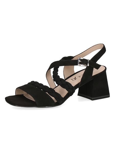 Caprice Skórzane sandały w kolorze czarnym na obcasie rozmiar: 38. Czarne sandały Caprice, bez wzorów, ze skóry, z otwartym noskiem, bez obcasa, na koturnie, bez zapięcia. Za 135.49 zł.