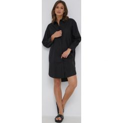 Answear Lab sukienka bawełniana kolor czarny mini oversize. Czarne sukienki Answear Lab, m, bez wzorów, z bawełny, bez kołnierzyka, bez ramiączek, mini, oversize. W wyprzedaży za 129.99 zł.