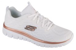 Buty do chodzenia damskie Skechers 12615WTRG. Białe buty treningowe Skechers, bez wzorów, z materiału, bez zapięcia, trekkingowe. Za 199.99 zł.