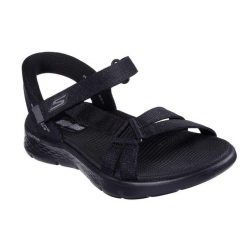 Sandały SKECHERS SLIP-INS GO WALK FLEX Czarny. Czerwone sandały Skechers, bez wzorów, z materiału, klasyczne, bez obcasa, bez zapięcia. Za 259.99 zł.