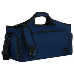 Czarnogranatowa, sportowa torba podróżna na ramię z dopinanym paskiem - Peterson. Czarne torby sportowe Peterson, bez wzorów, na ramię. Za 149.99 zł.