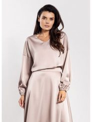 Awama Bluzka w kolorze beżowym rozmiar: M. Brązowe bluzki Awama, m, bez wzorów, bez kołnierzyka, bez ramiączek. Za 144.24 zł.