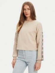 Guess Bluza V3BQ16 KB3P2 Beżowy Regular Fit. Brązowe bluzy Guess, xxs, z aplikacjami, z syntetyku, bez ramiączek, bez kaptura. Za 229.99 zł.
