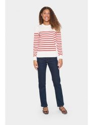 SAINT TROPEZ Sweter w kolorze biało-czerwonym rozmiar: M. Białe swetry Saint Tropez, m, bez wzorów, bez ramiączek. Za 73.93 zł.