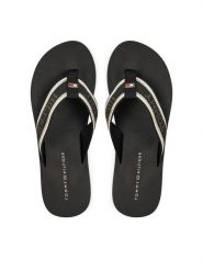 Tommy Hilfiger Japonki Im Hilfiger Beach Sandal FW0FW08015 Czarny. Czarne japonki Tommy Hilfiger, bez wzorów, z materiału. Za 199.99 zł.