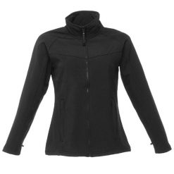 Damska kurtka wiatroodporna Softshell (Czarny czarny). Brązowe kurtki przejściowe sportowe Regatta, xl, bez wzorów, z materiału, bez kaptura, trekkingowe. Za 180.99 zł.