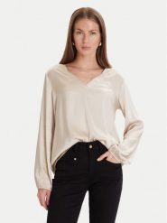 Maryley Bluzka 25IB824/18LA Beżowy Regular Fit. Brązowe bluzki Maryley, l, bez wzorów, z wiskozy, bez kołnierzyka, bez ramiączek. Za 289.99 zł.