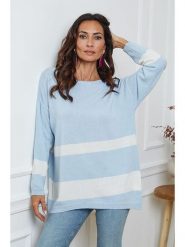 So Cachemire Sweter "Ellev" w kolorze błękitno-białym rozmiar: XL. Niebieskie swetry So Cachemire, xl, bez wzorów, z kaszmiru, bez ramiączek. Za 197.17 zł.