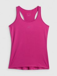 4F Top treningowy slim szybkoschnący damski - różowy S. Czerwone topy sportowe 4f, s, bez wzorów, ze skóry, na fitness i siłownię. Za 69.99 zł.