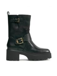 MICHAEL Michael Kors Botki Perry Bootie 40F3PYME5L Czarny. Czarne botki MICHAEL Michael Kors, bez wzorów, ze skóry, bez obcasa, na słupku, bez zapięcia. Za 719.99 zł.