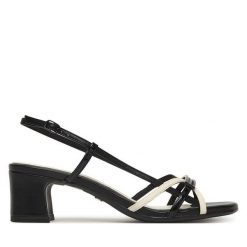 Sandały Tamaris. Czarne sandały Tamaris, bez wzorów, bez obcasa, na słupku, bez zapięcia. Za 269.99 zł.