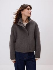 Kurtka handmade z wełną - szary. Szare kurtki Reserved, l, bez wzorów, z lyocellu, bez kaptura. Za 399.99 zł.