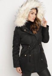 Czarno-Beżowa Kurtka Parka z Futerkowym Odpinanym Zdobieniem przy Kapturze Inellae. Czarne kurtki Born2be, l, z aplikacjami, z dzianiny, eleganckie, bez kaptura. W wyprzedaży za 246.49 zł.