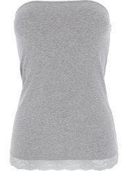 COTONELLA Top w kolorze jasnoszarym rozmiar: L. Szare topy Cotonella, l, bez wzorów, z koronki, bez kołnierzyka, bez ramiączek. Za 24.17 zł.