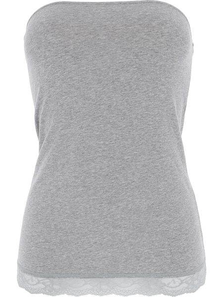 COTONELLA Top w kolorze jasnoszarym rozmiar: L. Szare topy Cotonella, l, bez wzorów, z koronki, bez kołnierzyka, bez ramiączek. Za 30.78 zł.