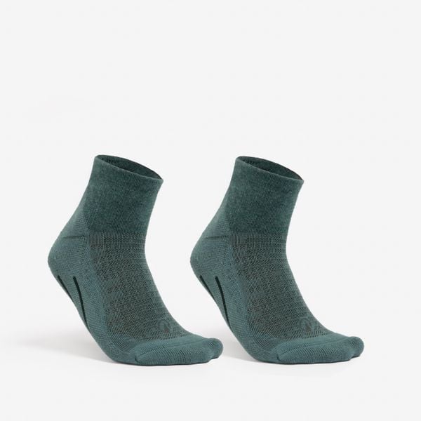 Skarpety turystyczne Quechua Hike 100 mid x 2. Zielone skarpetki QUECHUA, bez wzorów, z bawełny. Za 34.99 zł.