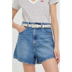Levi's szorty jeansowe damskie gładkie high waist. Niebieskie szorty Levi's, bez wzorów, z jeansu. Za 299.99 zł.