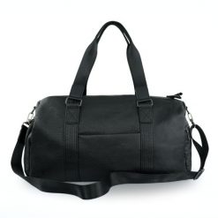 Skórzana torba weekendowa Solier SL40 Kellan czarna. Czarne torby na laptopa Solier, bez wzorów, ze skóry ekologicznej, przez ramię. Za 358.99 zł.