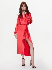 Pinko Sukienka koktajlowa 100295 Z345 Czerwony Regular Fit. Czerwone sukienki Pinko, bez wzorów, z syntetyku, wizytowe, bez kołnierzyka, bez ramiączek. Za 819.99 zł.