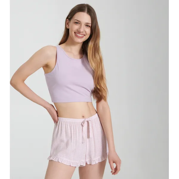 Szorty piżamowe - Różowy. Czerwone piżamy Sinsay, l, bez wzorów, bez kołnierzyka, bez ramiączek. Za 15.99 zł.
