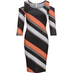 Sukienka w paski bonprix czarno-pomarańczowo-szary w paski. Sukienki marki Marie Zélie. Za 109.99 zł.