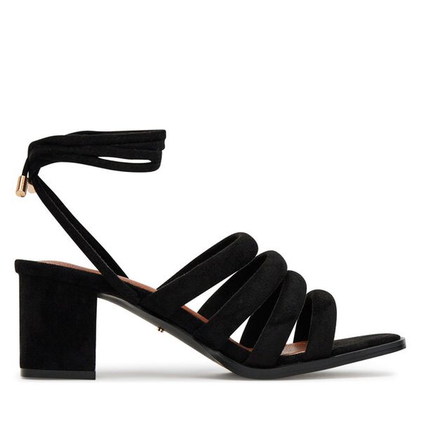 Sandały DeeZee. Czarne sandały DeeZee, bez wzorów, bez obcasa, na słupku, bez zapięcia. Za 149.99 zł.