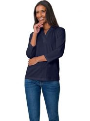Heine Bluzka w kolorze granatowym rozmiar: 38. Niebieskie bluzki Heine, bez wzorów, bez kołnierzyka, bez ramiączek. Za 74.11 zł.