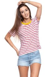 MUSTANG T SHIRT DAMSKI Alina Stripe Tee 1009421 11721. Białe t-shirty Mustang, s, bez wzorów, bez kołnierzyka, bez ramiączek. W wyprzedaży za 39.99 zł.