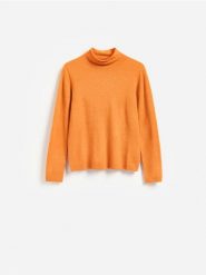 Sweter z dodatkiem wełny - pomarańczowy. Brązowe swetry Reserved, l, bez wzorów, z dzianiny, bez ramiączek. Za 139.99 zł.