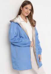 Jasnoniebieska Kurtka Dwustronna z Nieodpinanym Kapturem i Metalicznym Efektem Lirednil. Niebieskie kurtki Born2be, l, bez wzorów, eleganckie. W wyprzedaży za 153.99 zł.
