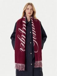 Tommy Hilfiger Szalik Script Logo AW0AW17786 Bordowy. Czerwone szaliki i kominy Tommy Hilfiger, bez wzorów, z materiału. Za 389.99 zł.