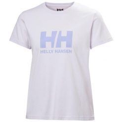 Koszulka damska Helly Hansen Logo 3.0. Fioletowe t-shirty sportowe Helly Hansen, bez wzorów, bez ramiączek. Za 236.50 zł.