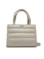 Calvin Klein Torebka Line Quilt Mini Tote K60K612116 Szary. Szare torebki klasyczne Calvin Klein, bez wzorów, ze skóry, bez dodatków. Za 359.99 zł.