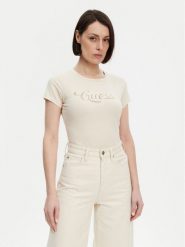 Guess T-Shirt W5GI47 KA0Q1 Écru Slim Fit. T-shirty Guess, xs, z aplikacjami, z bawełny, bez kołnierzyka, bez ramiączek. Za 139.99 zł.