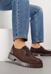 Brązowe Sznurowane Półbuty Mokasyny w Żeglarskim Stylu Charnys. Brązowe mokasyny Born2be, bez wzorów, z jeansu. Za 119.99 zł.