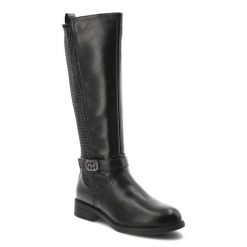 Czarne Kozaki Filippo Modne Buty Damskie. Czarne kozaki Filippo, z aplikacjami, z materiału, eleganckie, bez obcasa, na obcasie, bez zapięcia. Za 195.99 zł.