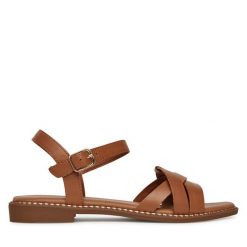 Sandały Lasocki. Brązowe sandały Lasocki, bez wzorów, bez obcasa, na płaskiej podeszwie, bez zapięcia. Za 149.99 zł.